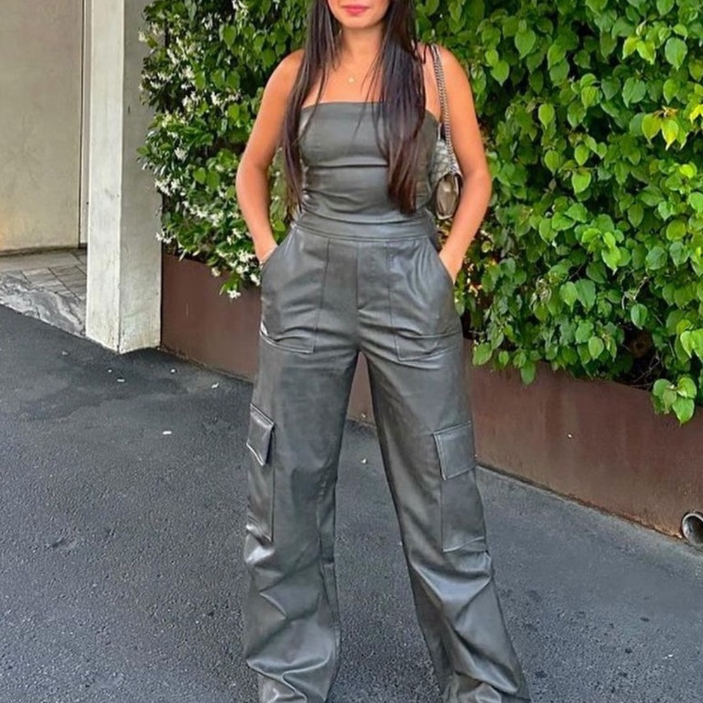 PU cargo jumpsuit SIZE M